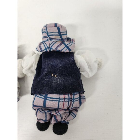 VTG Dutch Boy and Girl Children Miniature Dolls Old World Plaid Clothes Ceramic - Picture 6 of 7